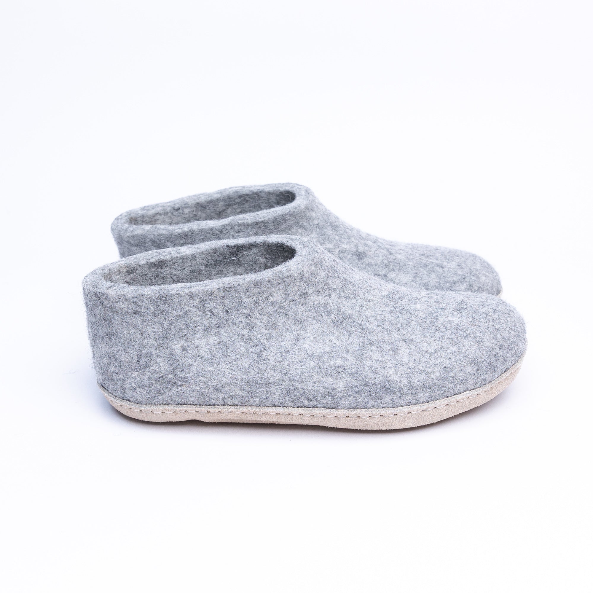 Marbled Light Grey Wool Felt Ankle Boots - Kuuma Shoes