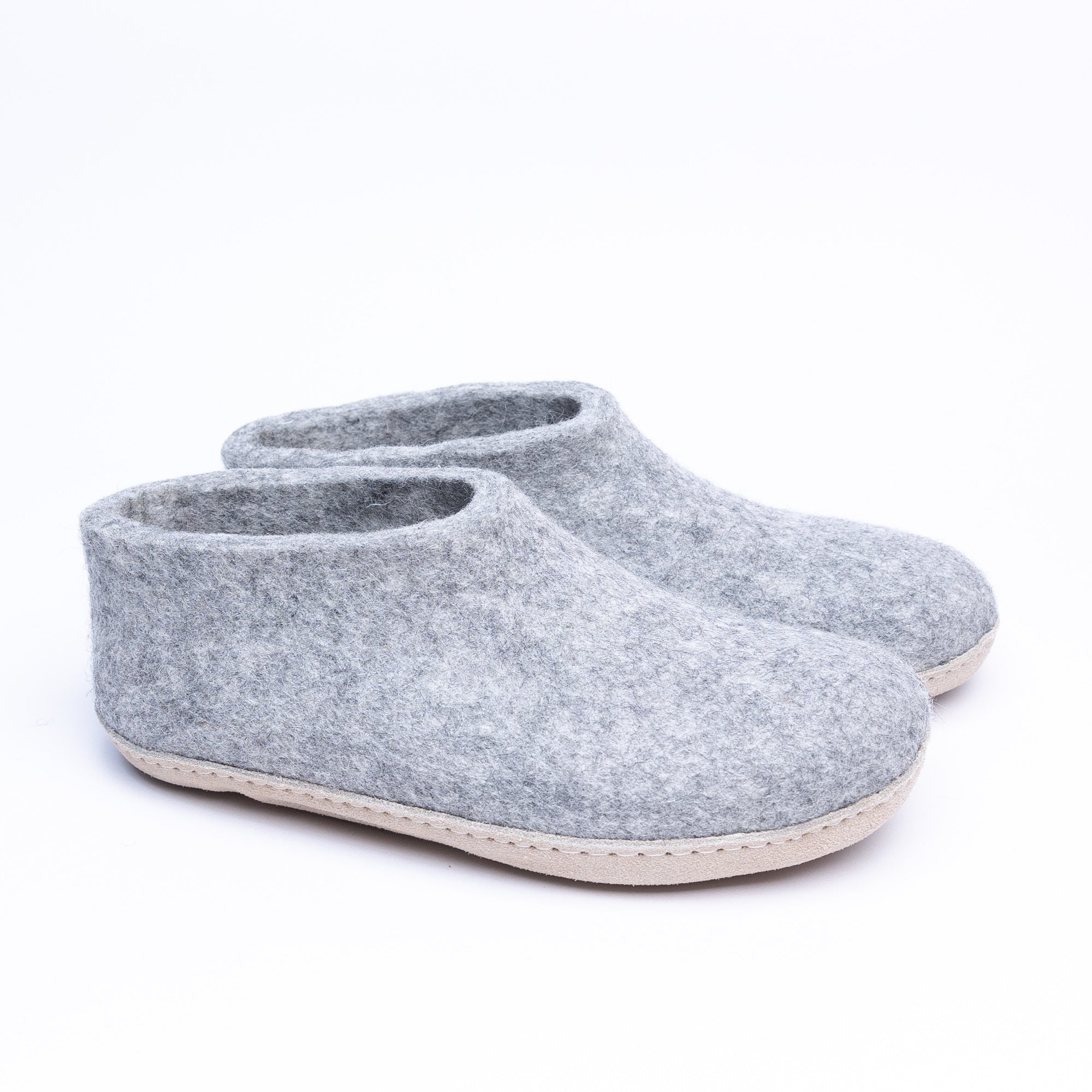 Marbled Light Grey Wool Felt Ankle Boots - Kuuma Shoes