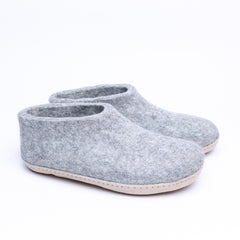 Marbled Light Grey Wool Felt Ankle Boots - Kuuma Shoes