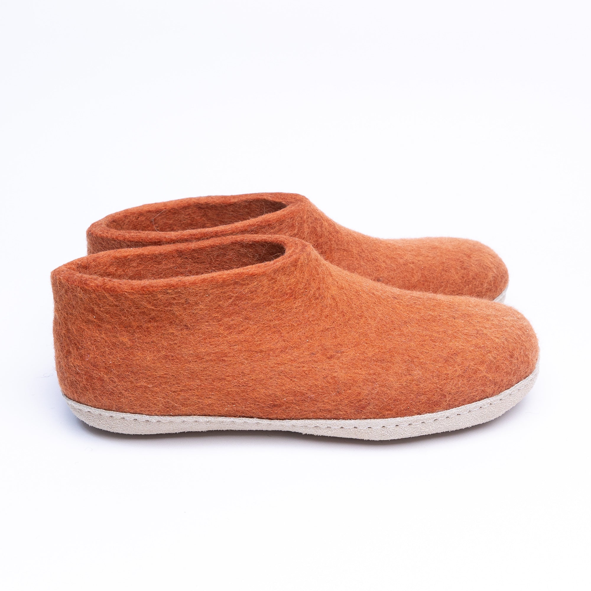 Orange Wool Felt Ankle Boots - Kuuma Shoes