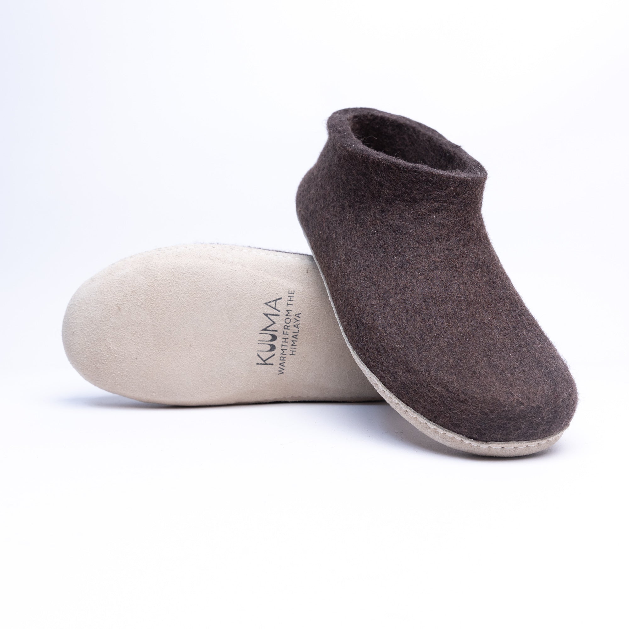 Dark Brown Wool Felt Ankle Boots - Kuuma Shoes