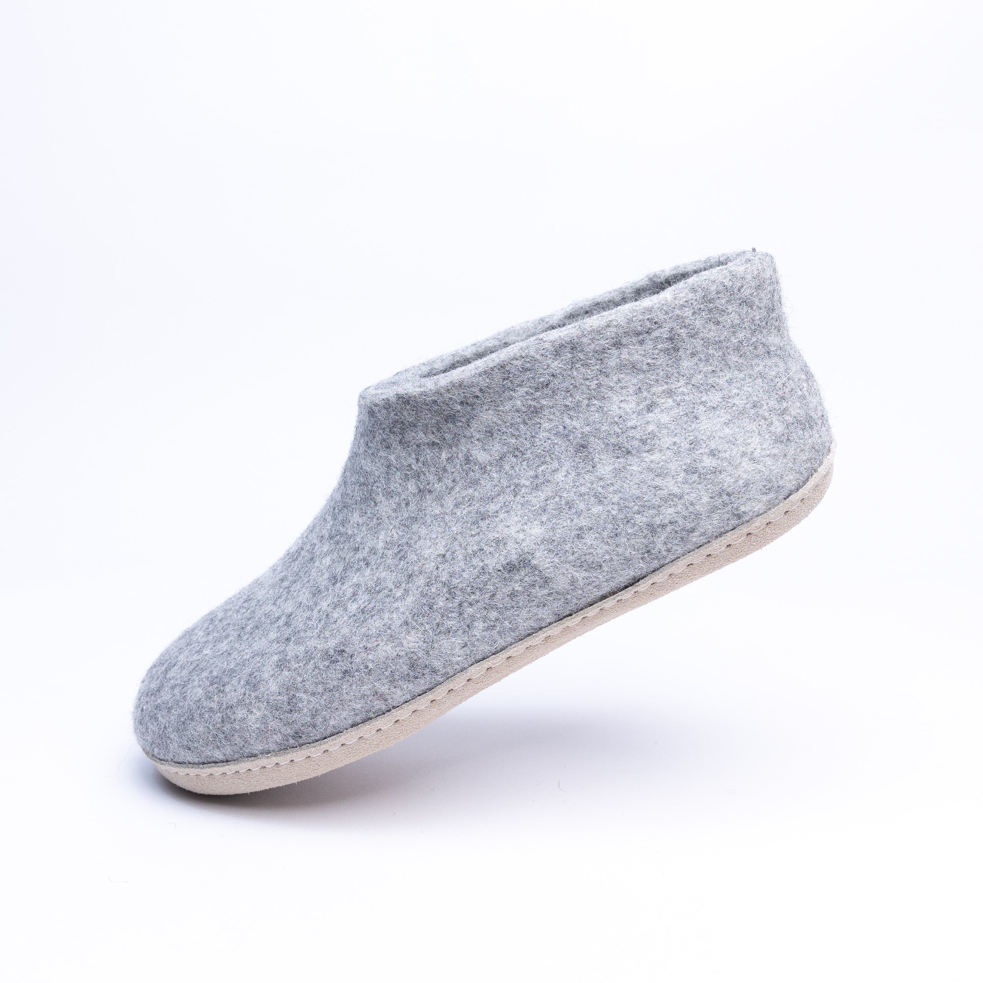 Marbled Light Grey Wool Felt Ankle Boots - Kuuma Shoes
