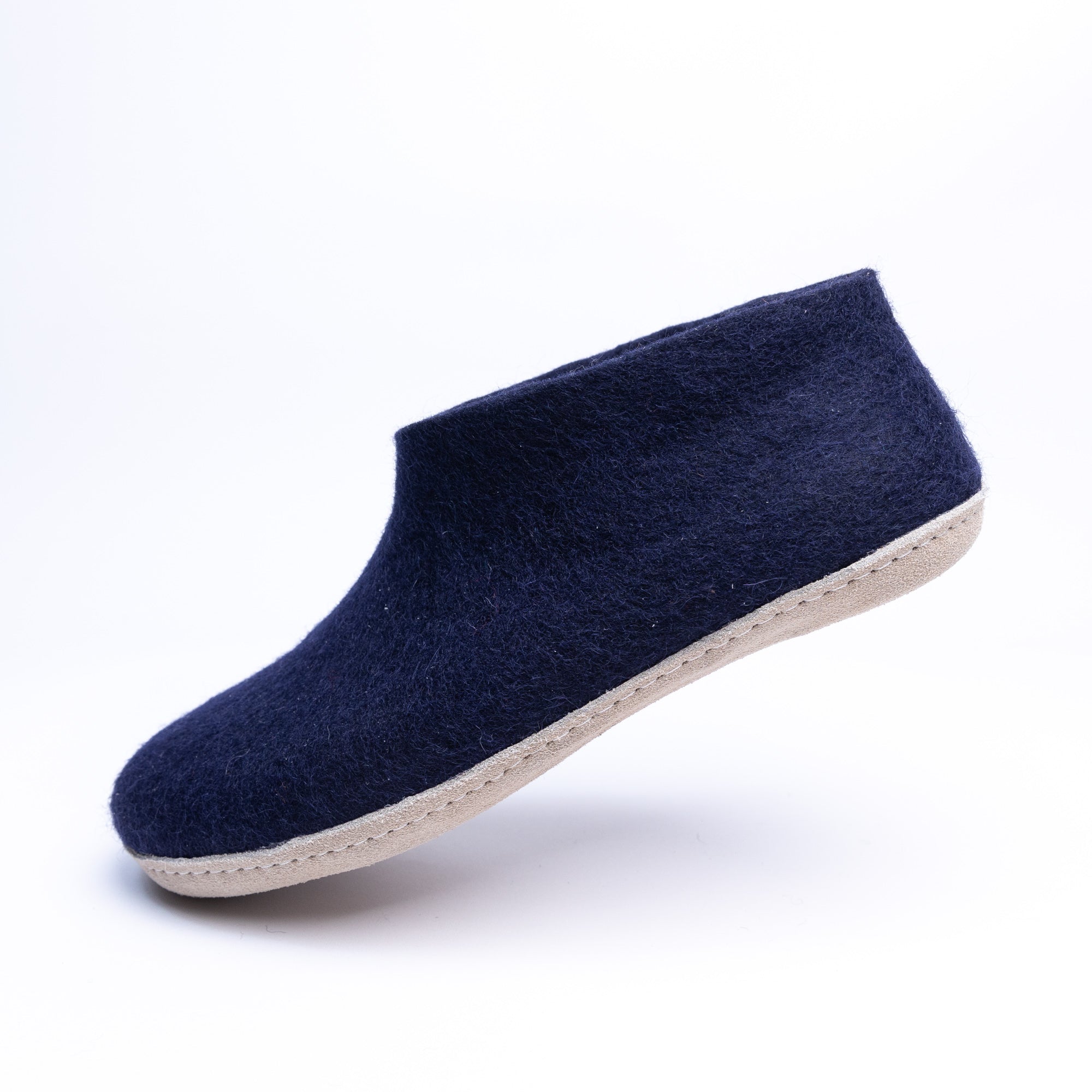 Navy Wool Felt Ankle Boots - Kuuma Shoes