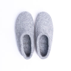 Marbled Light Grey Wool Felt Ankle Boots - Kuuma Shoes