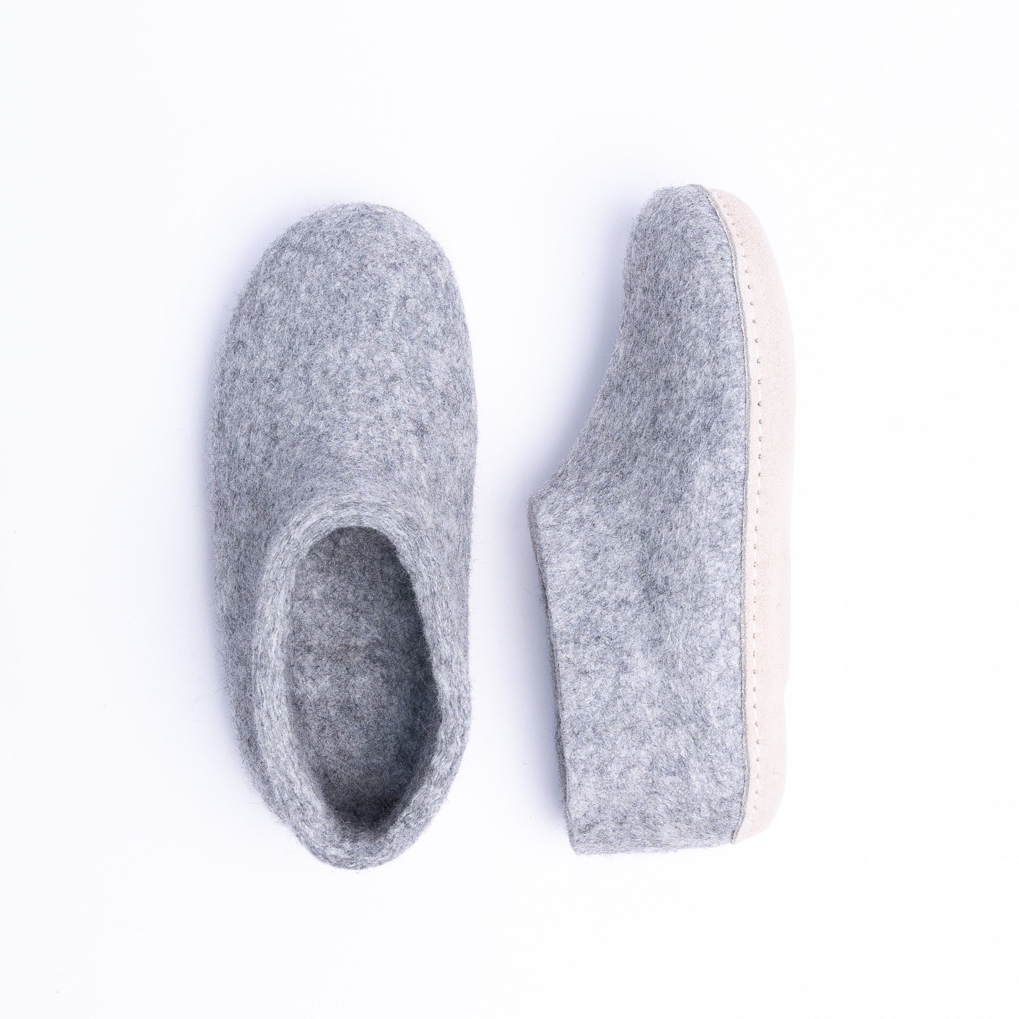 Marbled Light Grey Wool Felt Ankle Boots - Kuuma Shoes