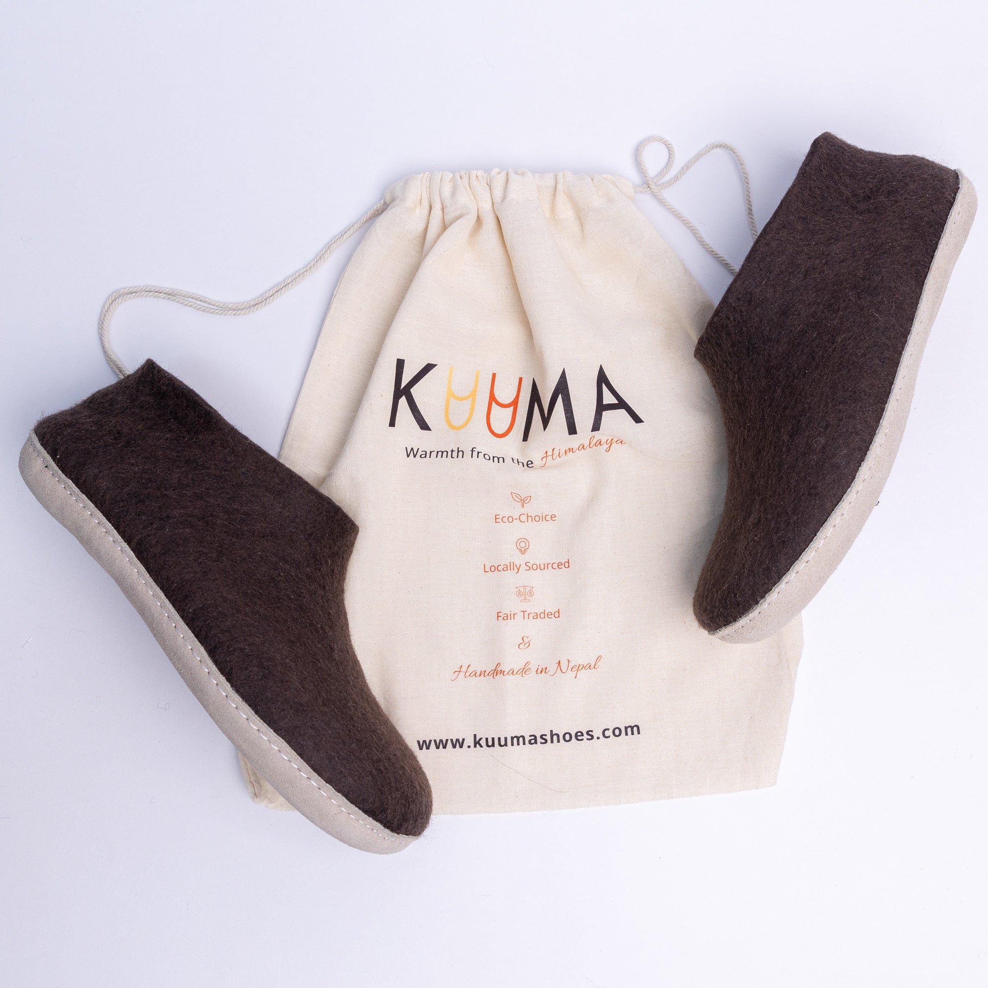 Dark Brown Wool Felt Ankle Boots - Kuuma Shoes