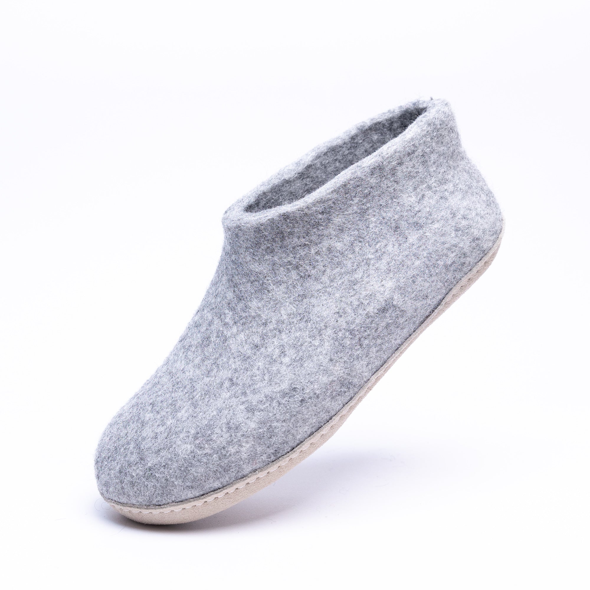 Marbled Light Grey Wool Felt Ankle Boots - Kuuma Shoes