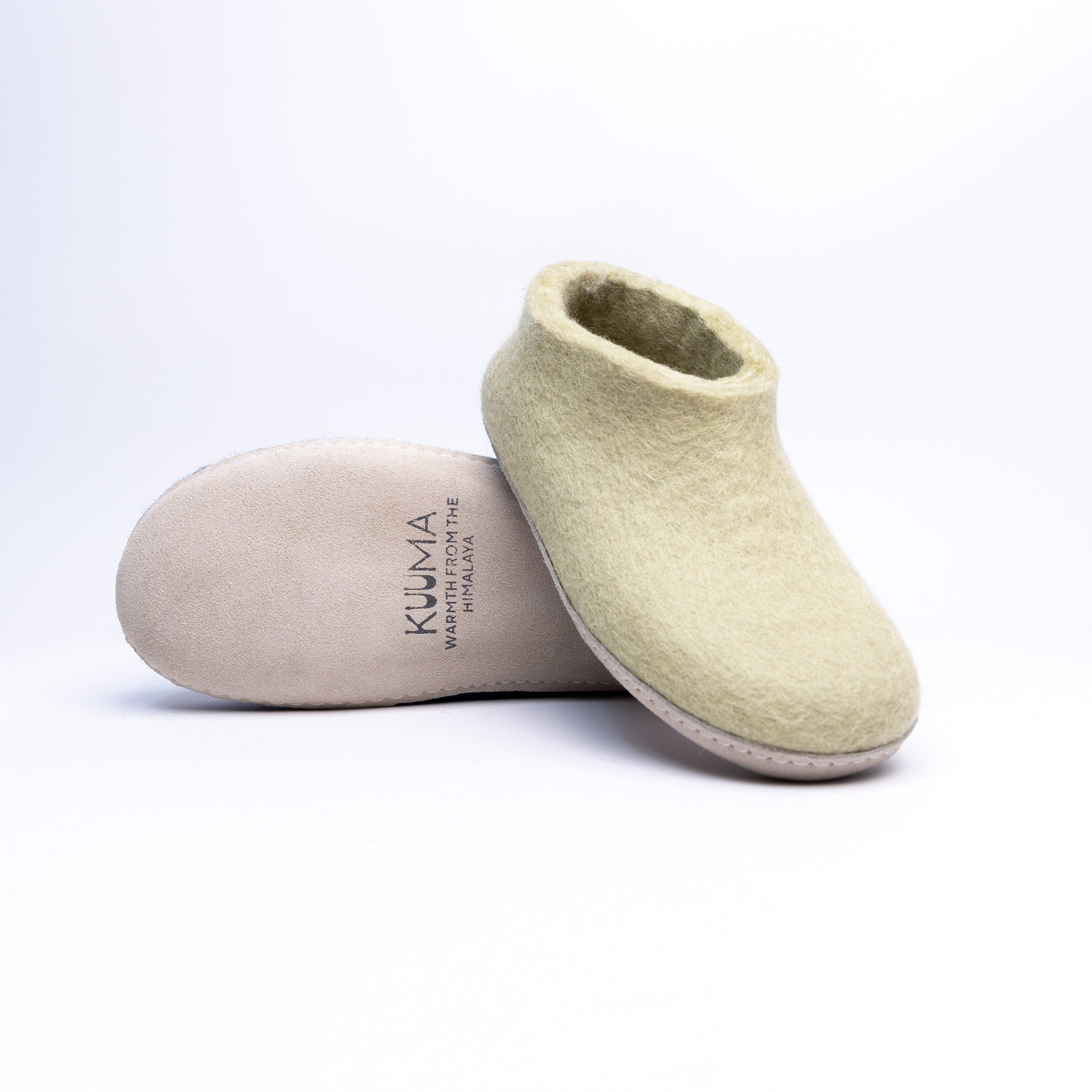 Pastel Green Wool Felt Ankle Boots - Kuuma Shoes
