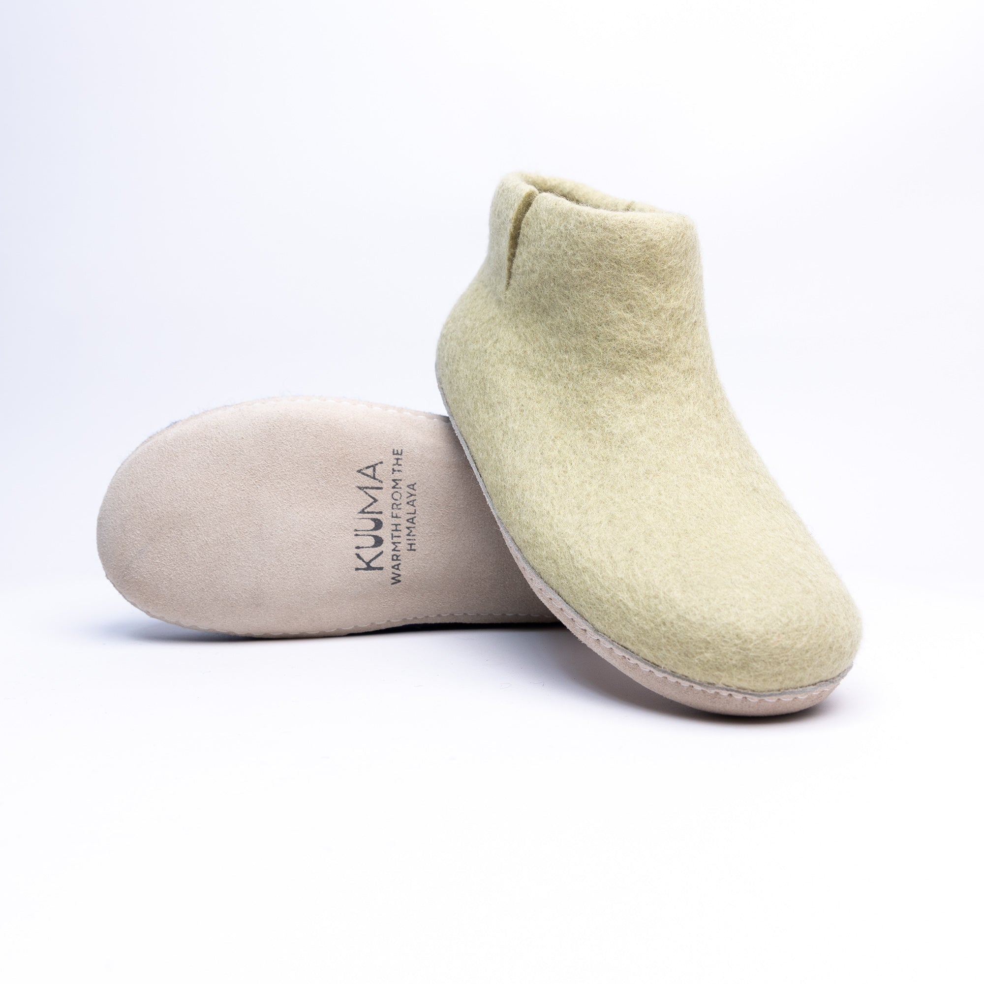 Pastel Green Wool Felt Boots - Kuuma Shoes