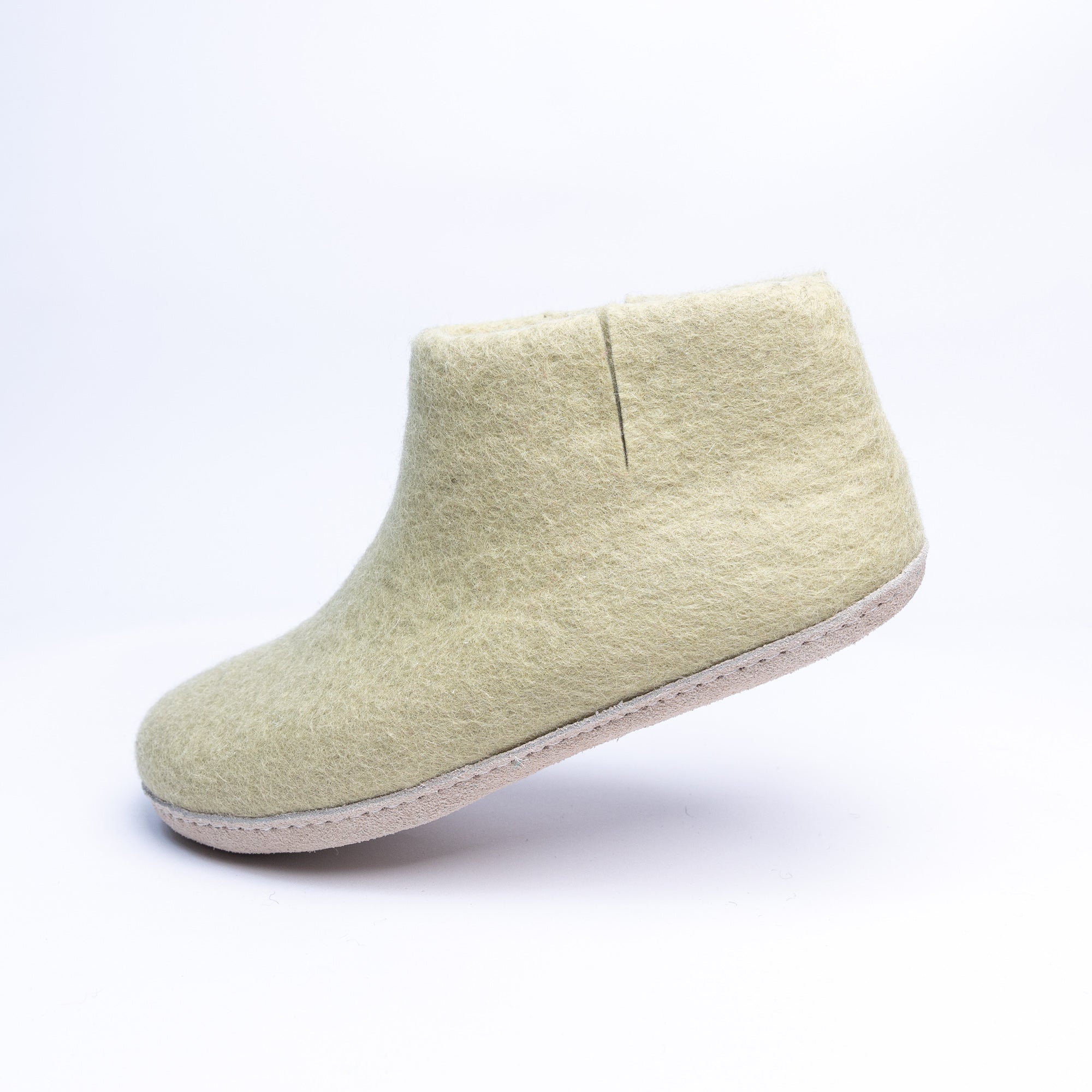 Pastel Green Wool Felt Boots - Kuuma Shoes