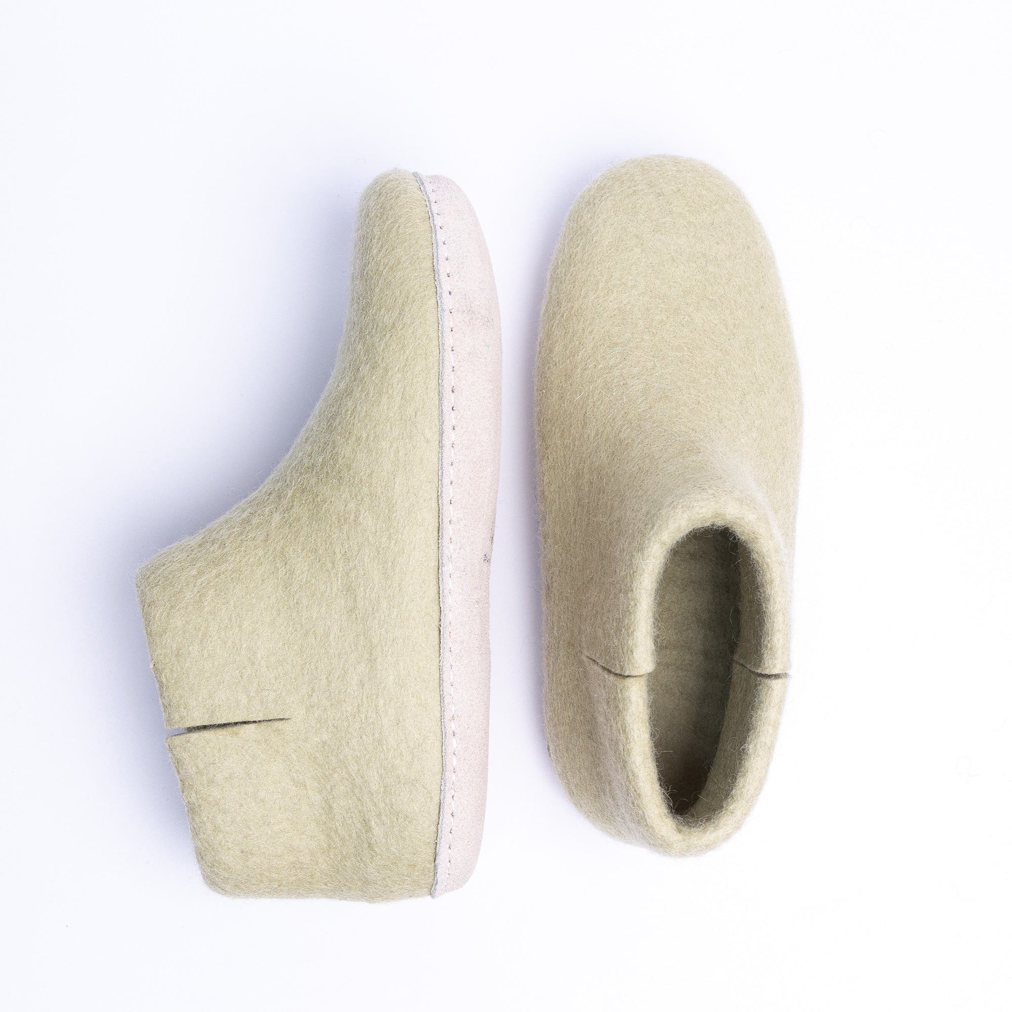 Pastel Green Wool Felt Boots - Kuuma Shoes