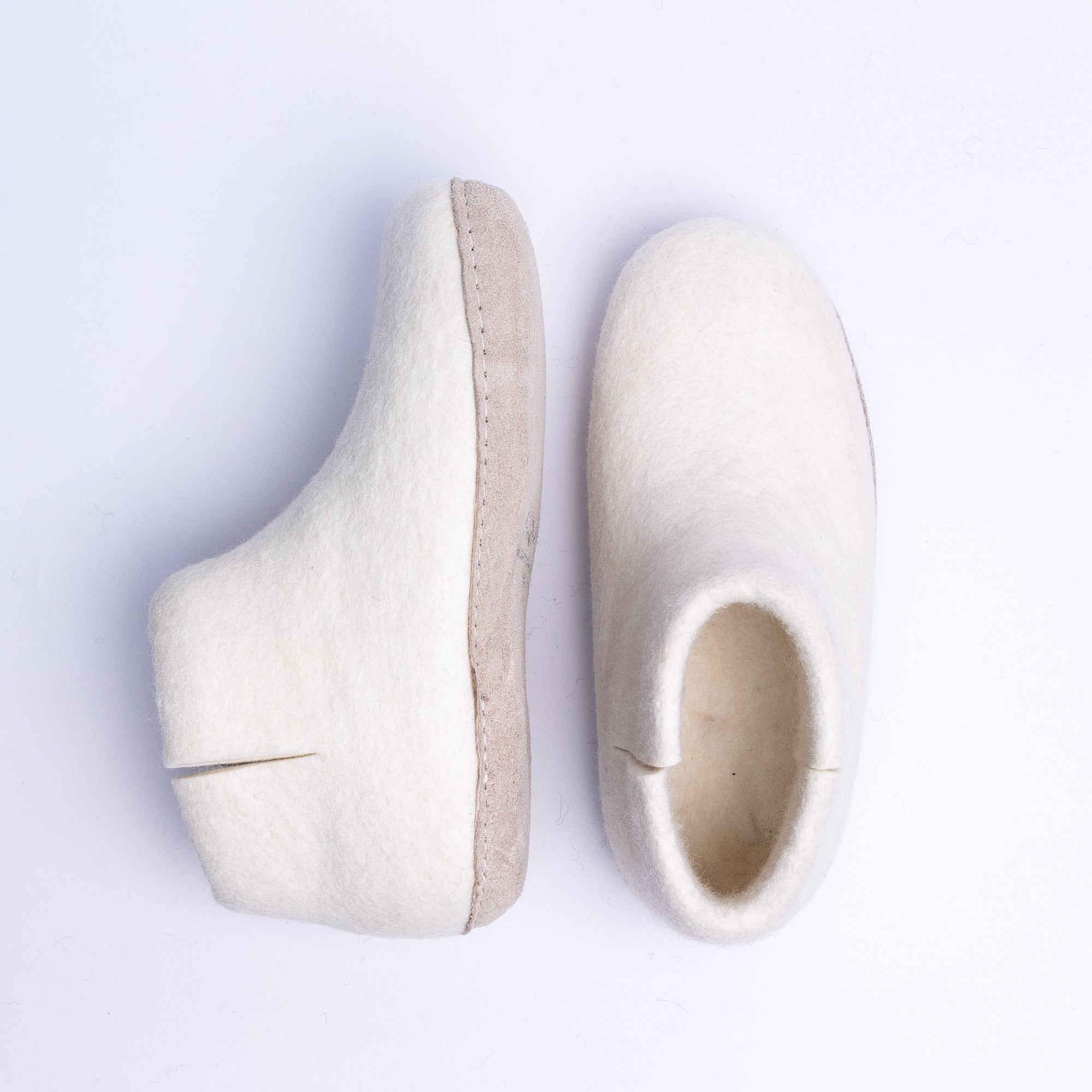 Neutral Cream Wool Felt Boots - Kuuma Shoes