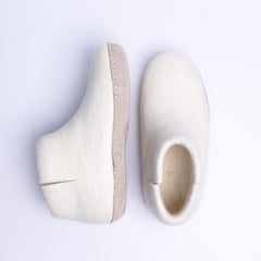 Neutral Cream Wool Felt Boots - Kuuma Shoes