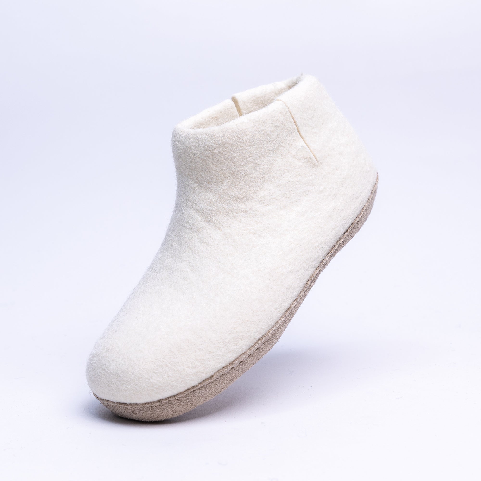 Neutral Cream Wool Felt Boots - Kuuma Shoes