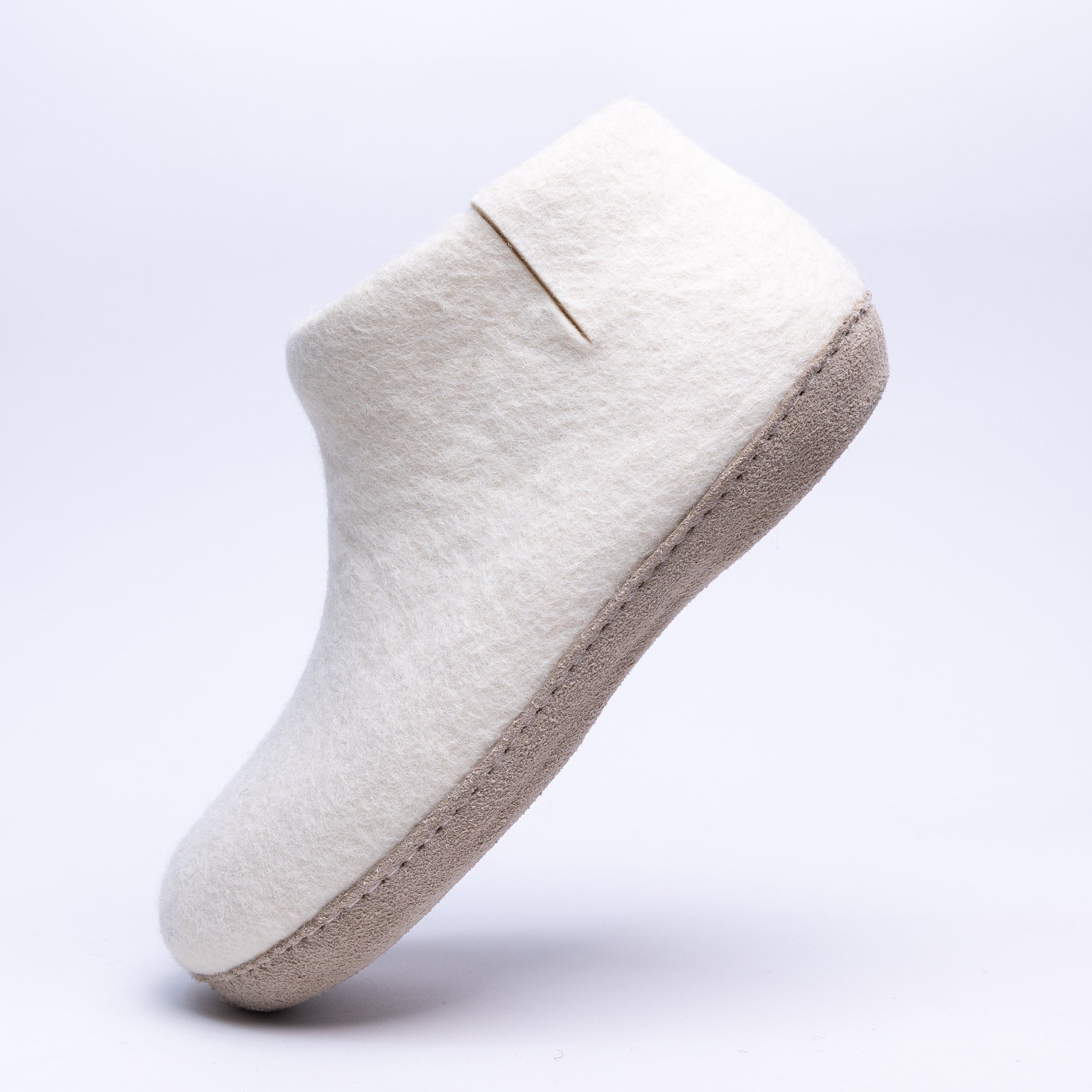 Neutral Cream Wool Felt Boots - Kuuma Shoes