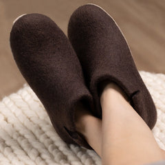 Dark Brown Wool Felt Boots - Kuuma Shoes