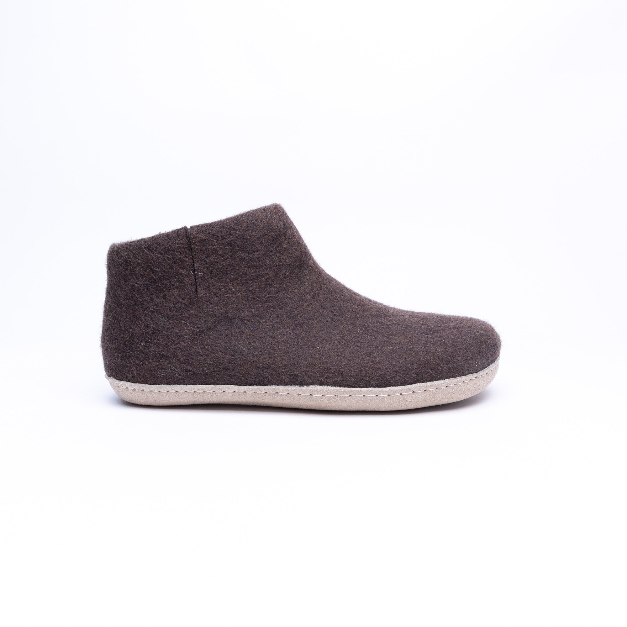 Dark Brown Wool Felt Boots - Kuuma Shoes