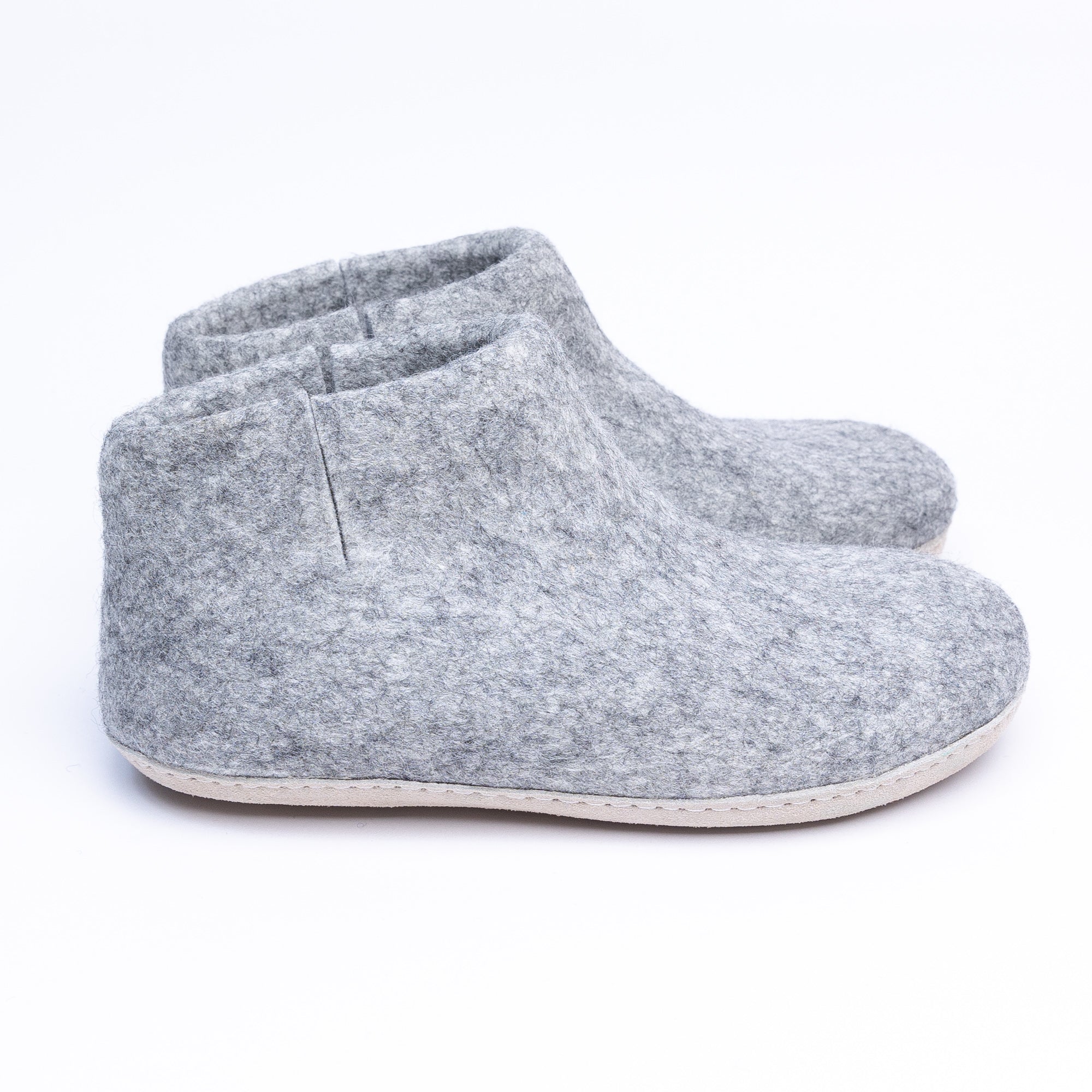Marbled Light Grey Wool Felt Boots - Kuuma Shoes