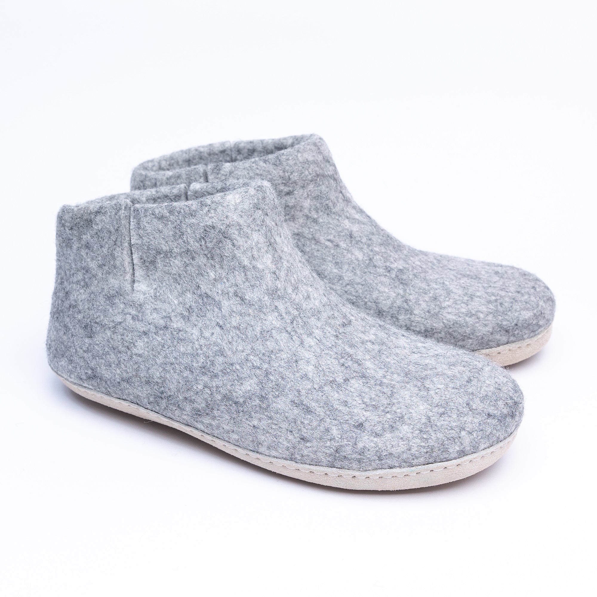 Marbled Light Grey Wool Felt Boots - Kuuma Shoes