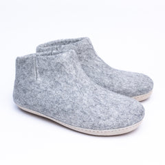 Marbled Light Grey Wool Felt Boots - Kuuma Shoes