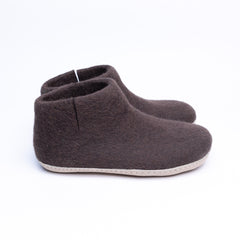 Dark Brown Wool Felt Boots - Kuuma Shoes
