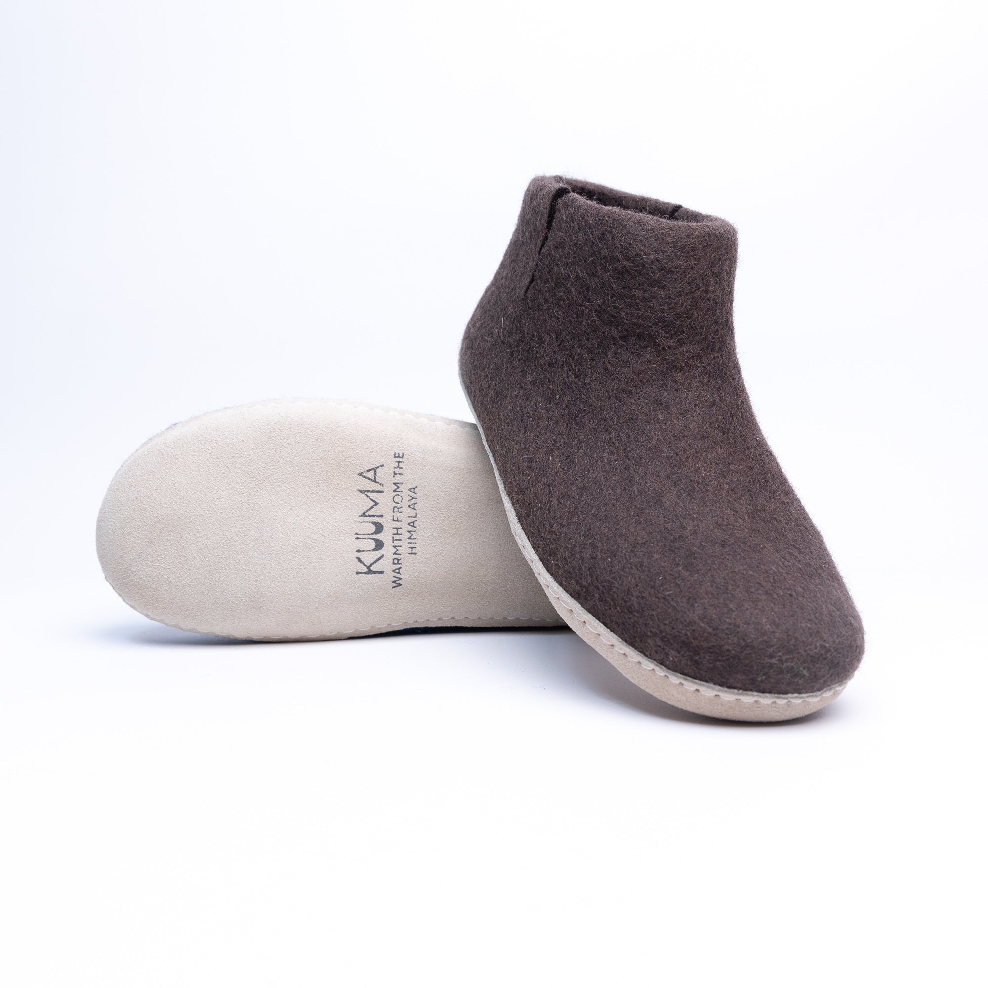Dark Brown Wool Felt Boots - Kuuma Shoes