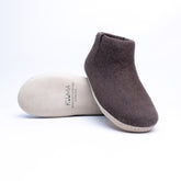 Dark Brown Wool Felt Boots - Kuuma Shoes