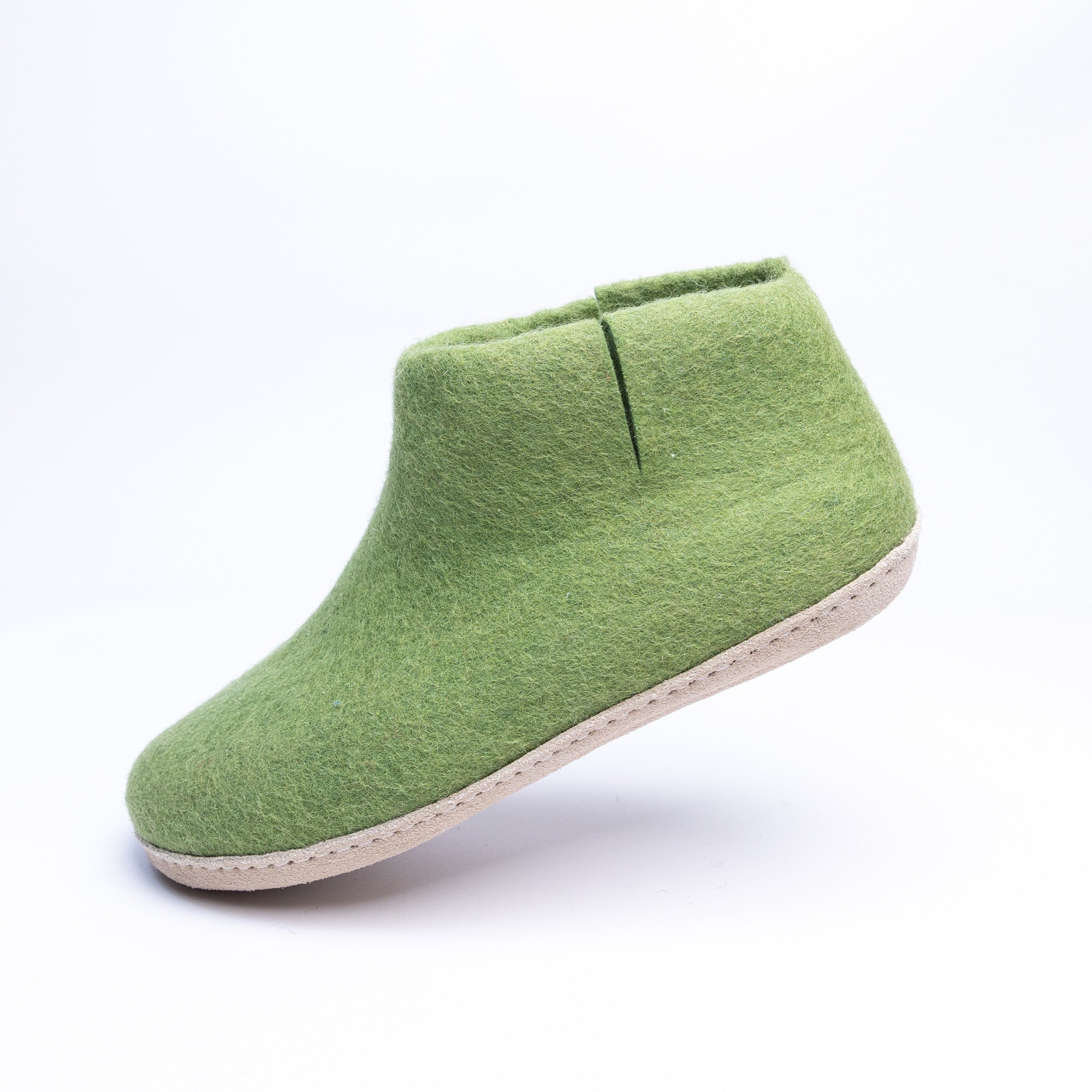 Light Green Wool Felt Boots - Kuuma Shoes