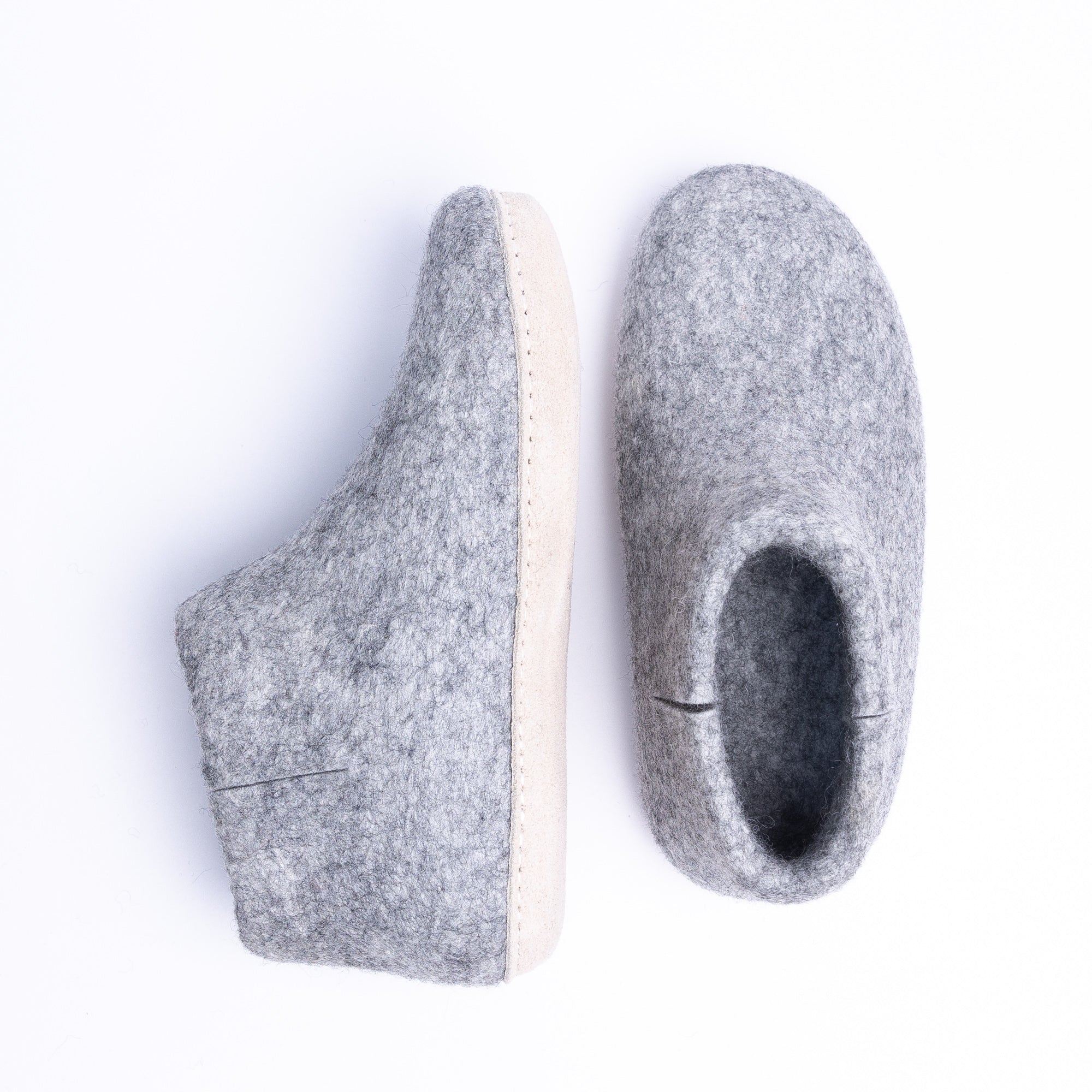 Marbled Light Grey Wool Felt Boots - Kuuma Shoes