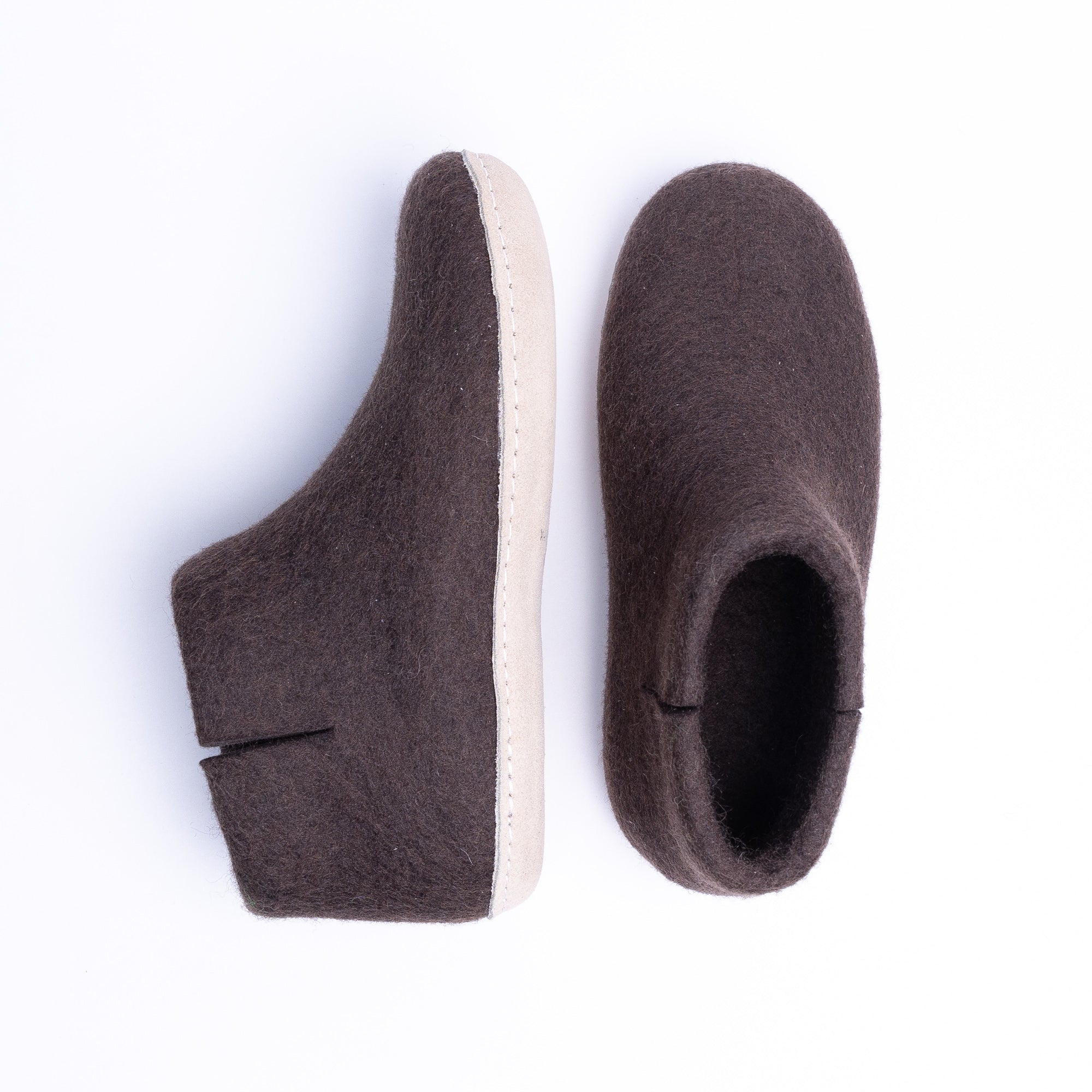 Dark Brown Wool Felt Boots - Kuuma Shoes