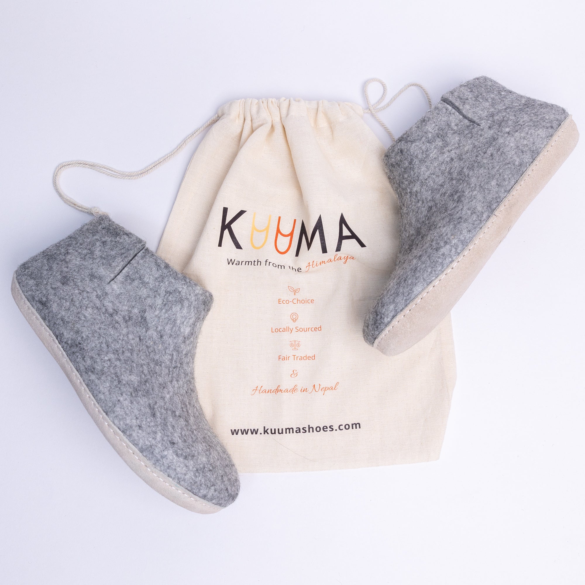 Marbled Light Grey Wool Felt Boots - Kuuma Shoes