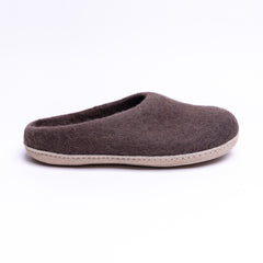 Dark Brown Wool Felt Slippers - Kuuma Shoes