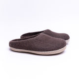 Dark Brown Wool Felt Slippers