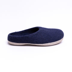 Navy Wool Felt Slippers - Kuuma Shoes