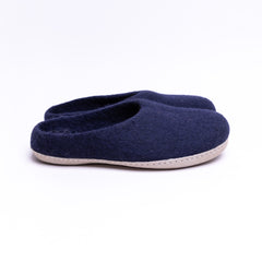 Navy Wool Felt Slippers - Kuuma Shoes