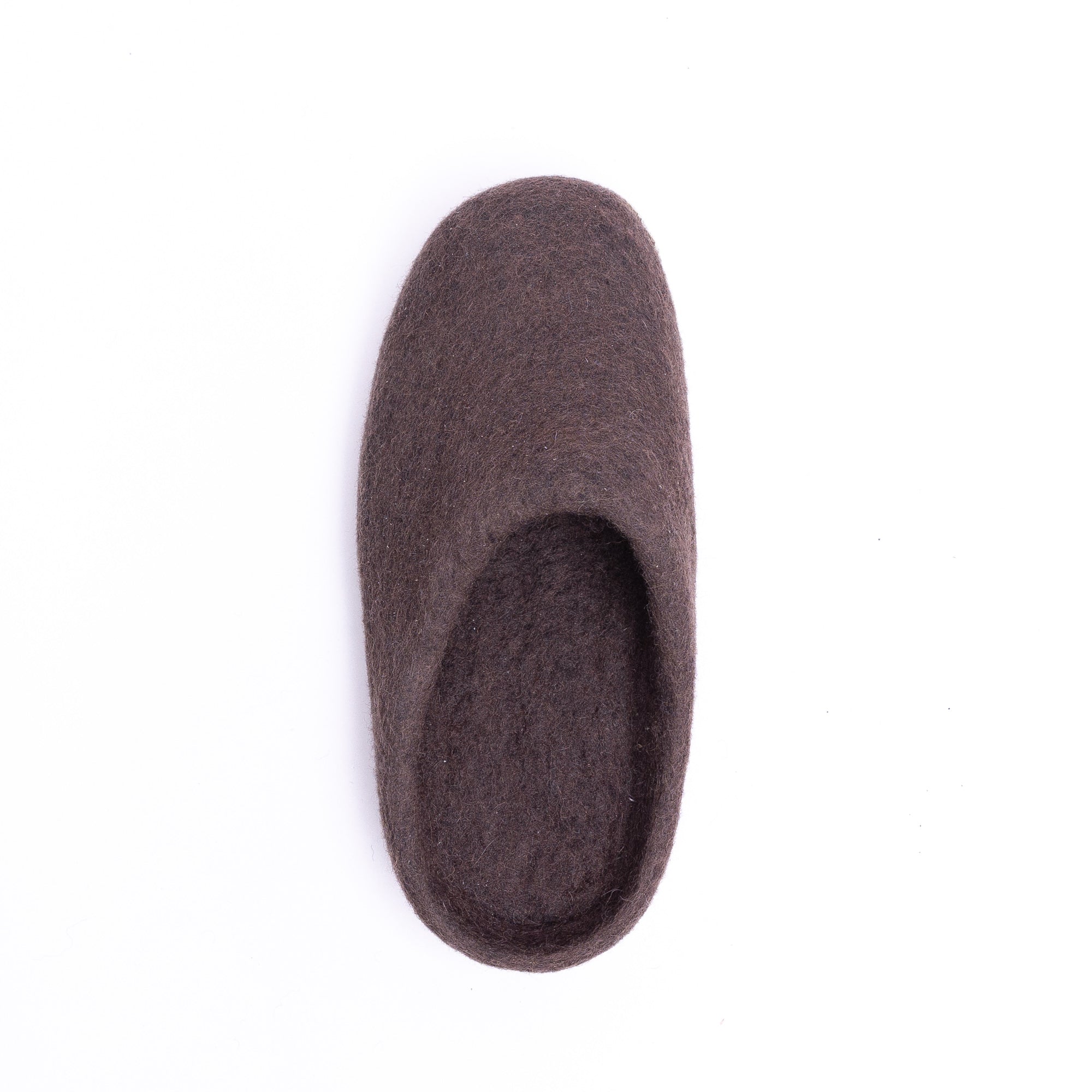 Dark Brown Wool Felt Slippers - Kuuma Shoes