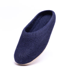 Navy Wool Felt Slippers - Kuuma Shoes