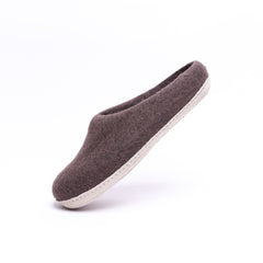 Dark Brown Wool Felt Slippers - Kuuma Shoes
