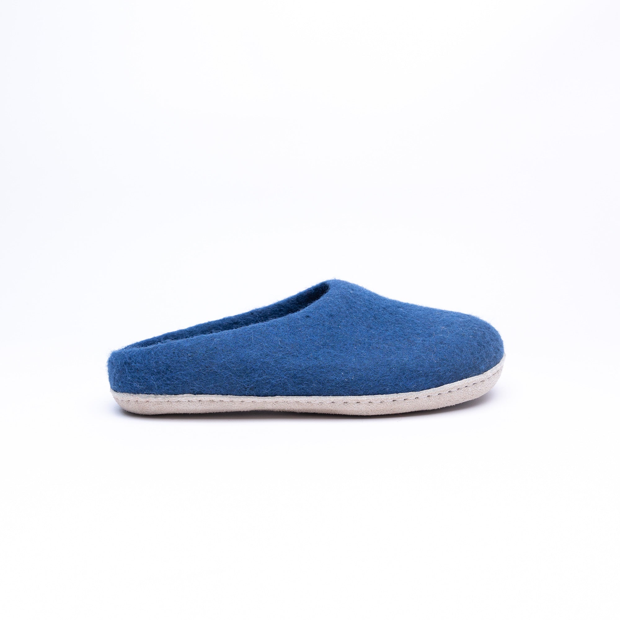 Rhino Blue Wool Felt Slippers - Kuuma Shoes