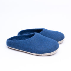 Rhino Blue Wool Felt Slippers - Kuuma Shoes