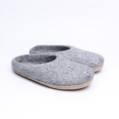 Marbled Light Grey Wool Felt Slippers - Kuuma Shoes