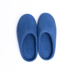 Rhino Blue Wool Felt Slippers - Kuuma Shoes