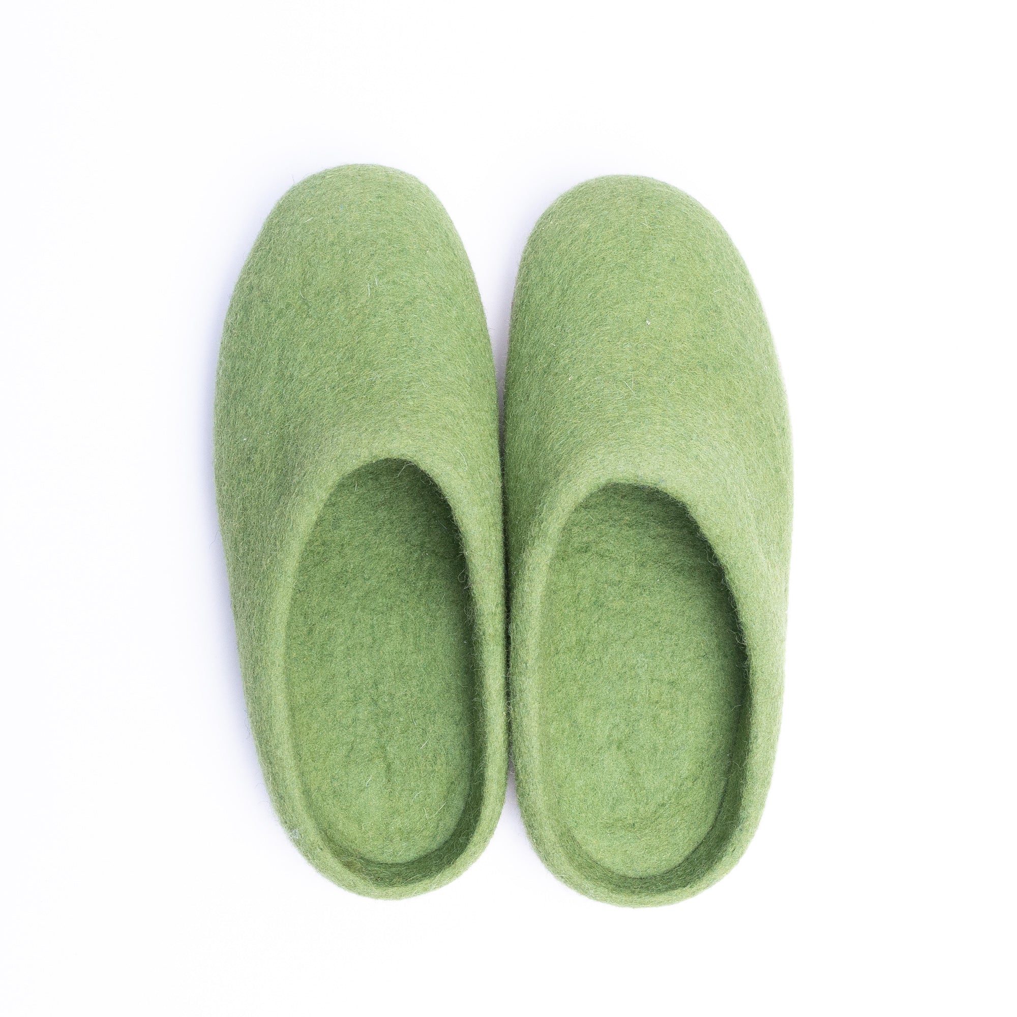 Light Green Wool Felt Slippers - Kuuma Shoes