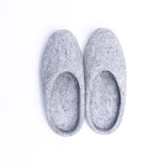 Marbled Light Grey Wool Felt Slippers - Kuuma Shoes