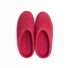 Red Wool Felt Slippers - Kuuma Shoes