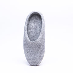 Marbled Light Grey Wool Felt Slippers - Kuuma Shoes
