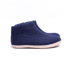 Navy Wool Felt Boots - Kuuma Shoes