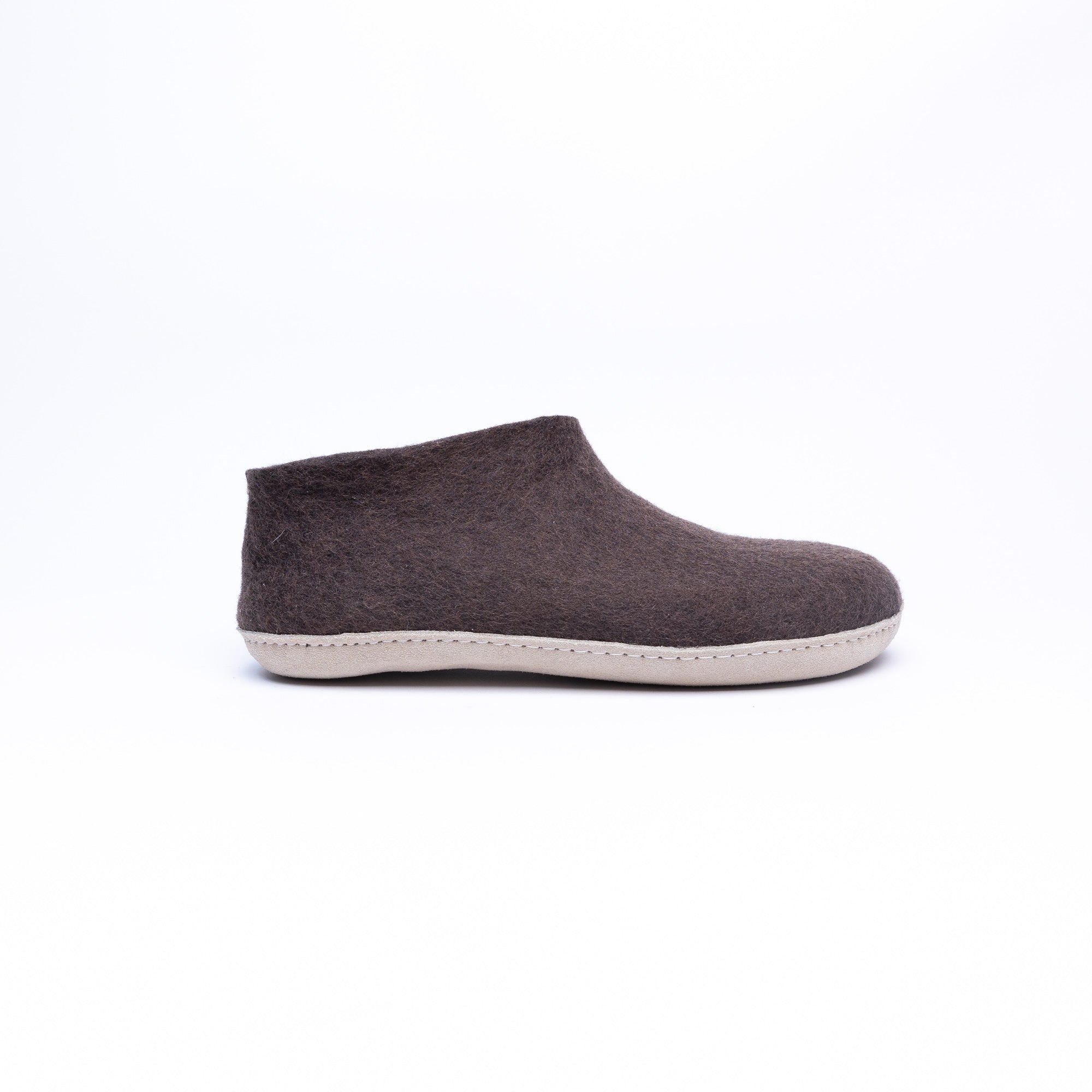 Dark Brown Wool Felt Ankle Boots - Kuuma Shoes