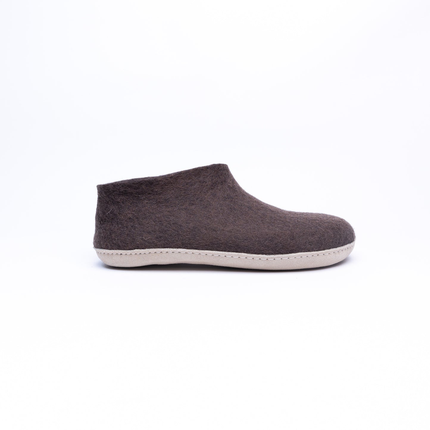 Dark Brown Wool Felt Ankle Boots