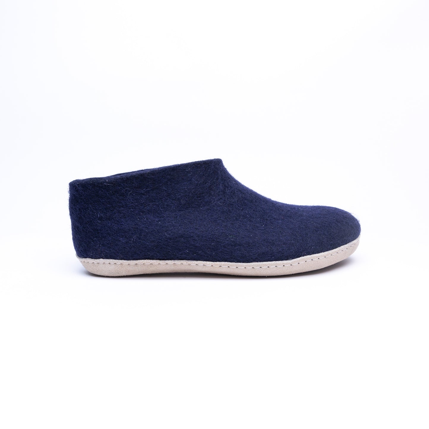 Navy Wool Felt Ankle Boots